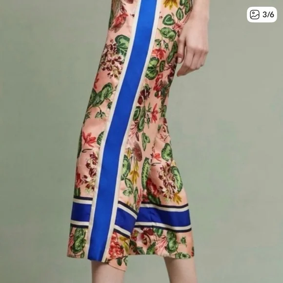 🌸 Anthropologie Elevenses Gardener Silk Wide Leg Pant - M - Picture 4 of 7